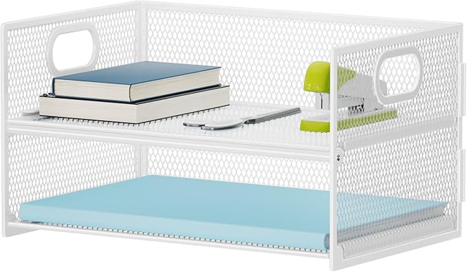 Marbrasse 2 Tier Paper Organizer Letter Tray, Mesh File Organizer by Marbrasse