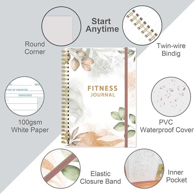 Simplified Fitness Journal for Women & Men, A5 Workout Journal/Planner Daily - Image 2