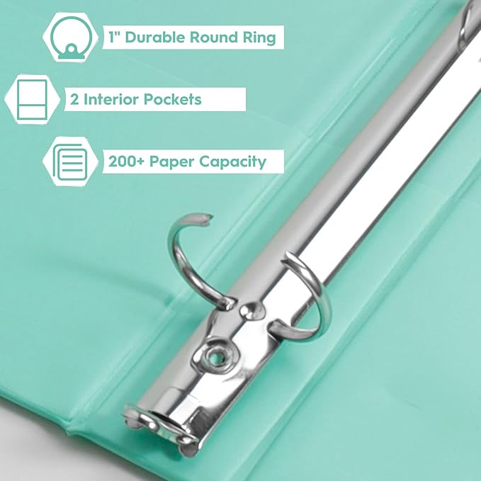 CIXILDTS 1-Inch Binder, Standard 3 Ring Binder Fit Letter Size Paper, - Image 4