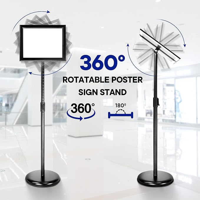 SENZHIYI Adjustable Poster Sign Stand Holder Heavy Duty Snap Open Aluminum - Image 2