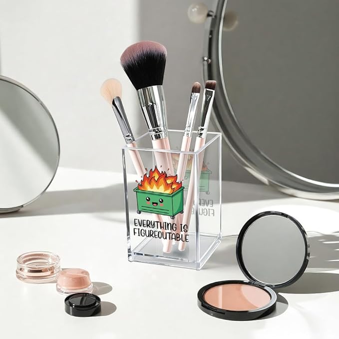 Vgrti Everything is Figureoutable Acrylic Cosmetic Pencil Pen Holder Cup - Image 3