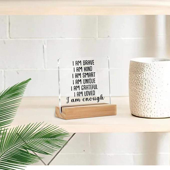 Positive Affirmations I Am Enough Desk Decor Acrylic Sign, Inspirational Gifts - Image 5