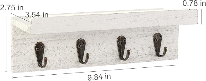 HRONRAD Rustic Key Holder for Wall, Farmhouse Wall Shelf - Image 6