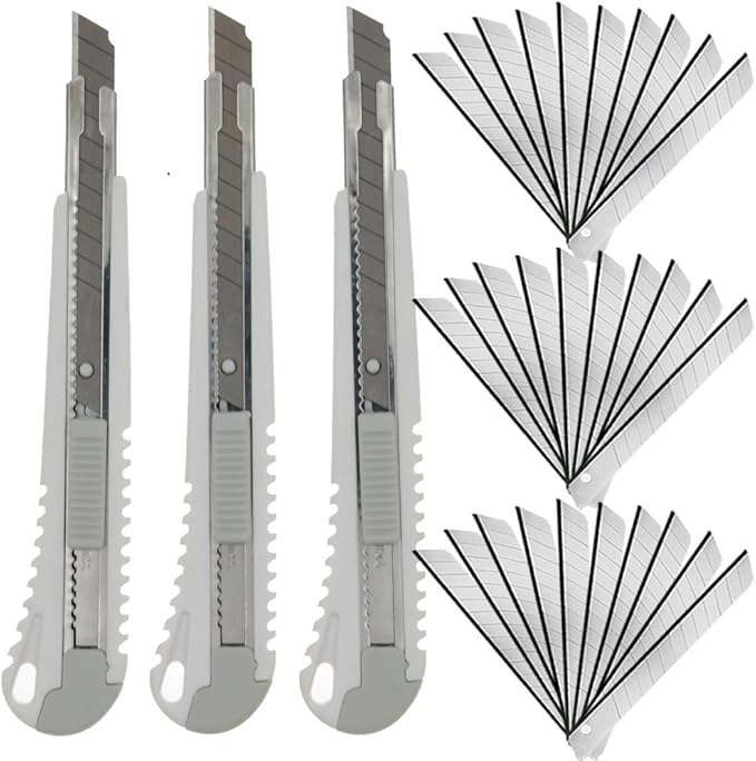 WEKOIL 9mm Snap Off Utility Knife 3 Pack High Hardness Retractable Box Cutters by WEKOIL