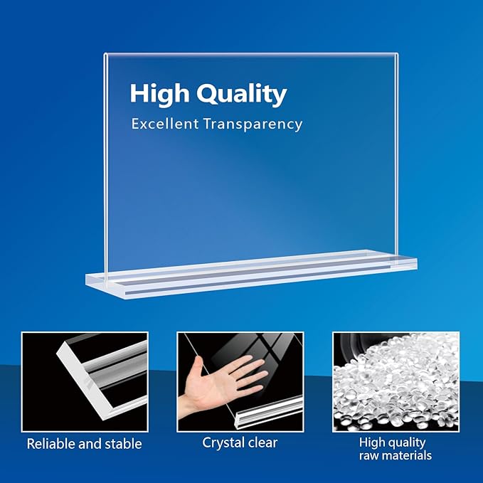 Acrylic Sign Holder 7x5, 6 Pack Clear Double Sided Table Sign Holder Horizontal - Image 4