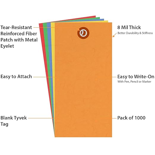 SmartSign 4.75 x 2.375 inch Multi Colored Blank Tyvek Shipping Tags - Image 5