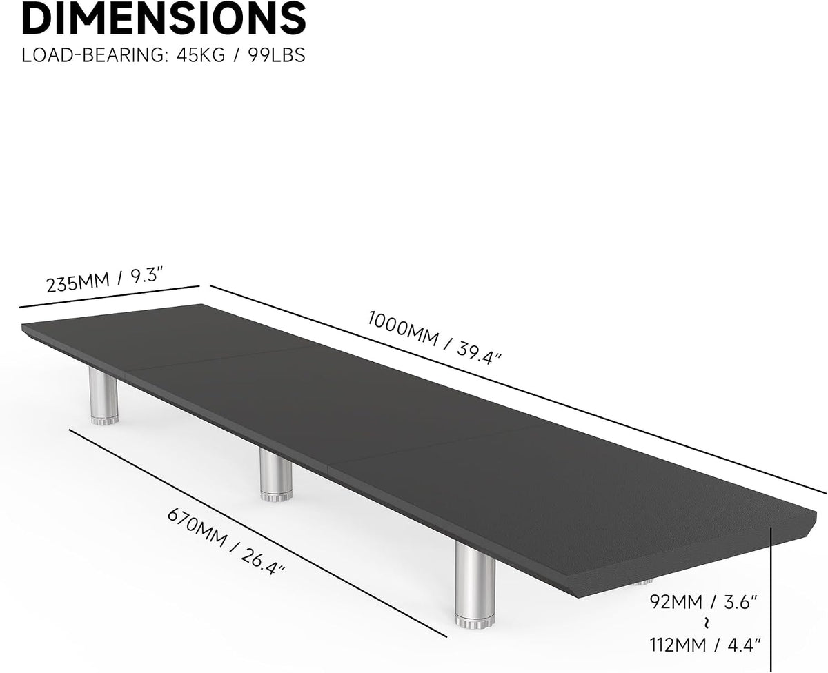 Fenge 39.4” Dual Monitor Stand with Height Adjustable Legs, Black