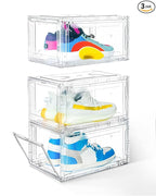 KDOR Shoe Boxes Clear Plastic Stackable 3 Pack Shoe Storage by KDOR
