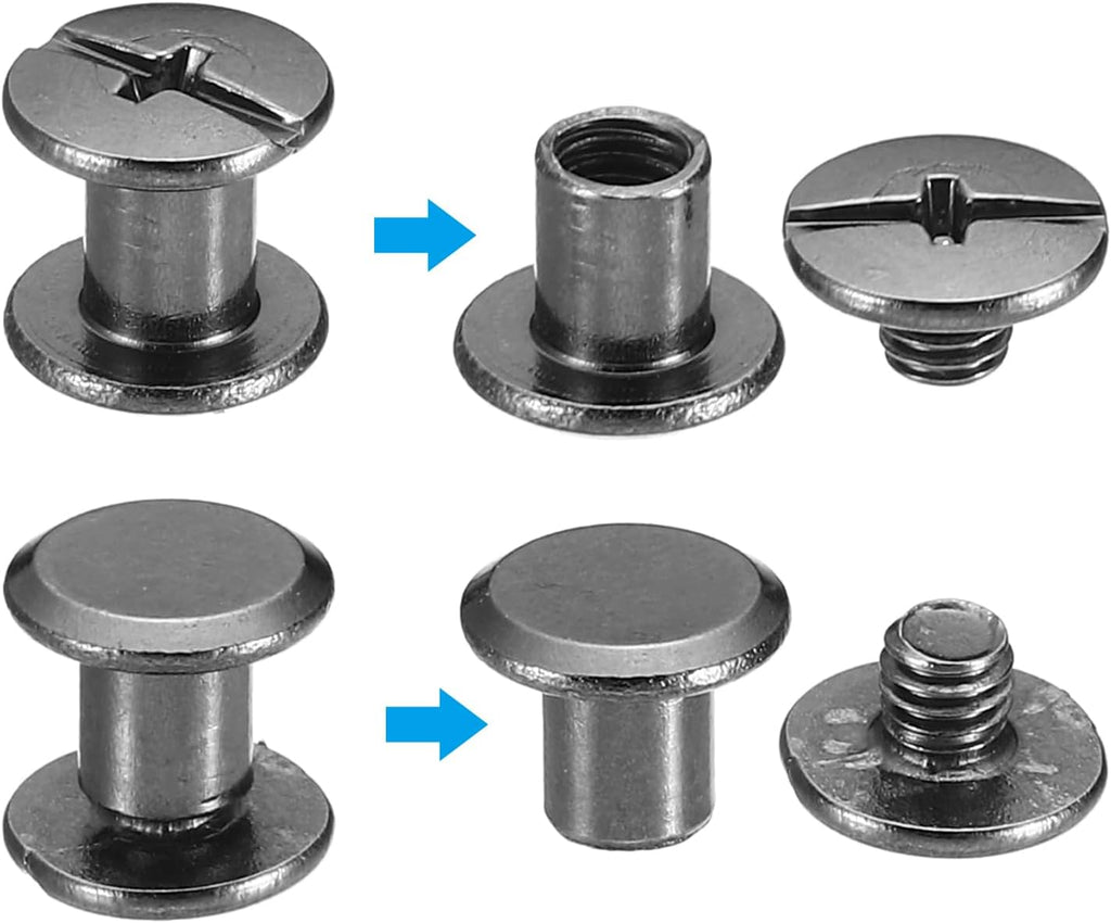 PATIKIL 50 Sets Chicago Screws, M5x6mm Chicago Screws Phillips Binding Post Screw Bolts Leather Rivets Fasteners Connectors Steel for Leather Belt Scrapbook Photo Albums, Black