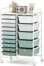 HAPPYGRILL 15-Drawer Rolling Cart, Storage Carts