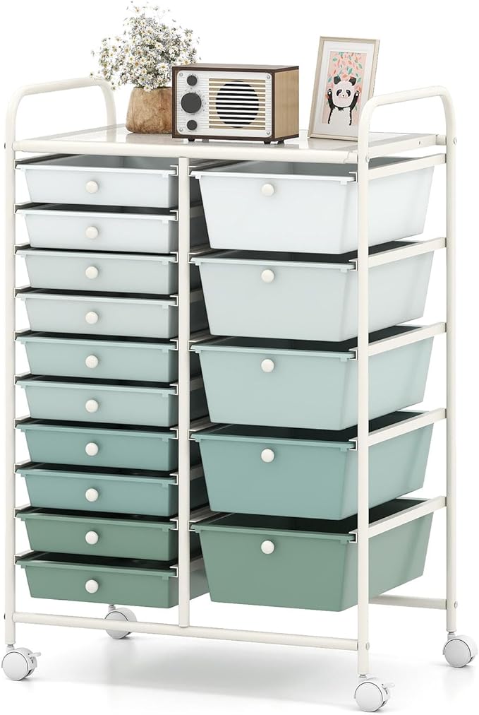 HAPPYGRILL 15-Drawer Rolling Cart, Storage Carts by HAPPYGRILL