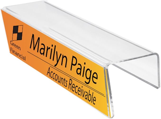 Plastic Products Mfg Single-Sided Cubicle Name Plates 8-1/2" Wide x 2-1/2" high by Plastic+Products+Mfg