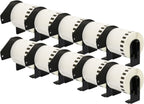 Double Dragon DK-22251 Continuous Labels Roll, 62mm(W) x 15.24m(L) | Red & Black Print on White | Compatible with Brother P-Touch QL-800, QL-810W, QL-820NWB | Comes with Holder (Pack of 10)