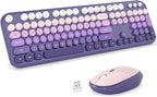 MOFII Wireless Keyboard and Mouse Combo, Full Size 2.4G Retro Round Computer by MOFII