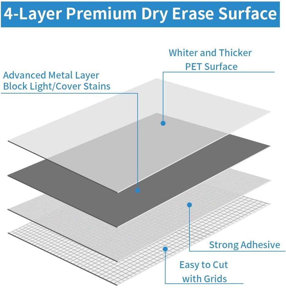 AFMAT White Board Wallpaper, Whiteboard Roll, Stick on White Boards for Wall,...