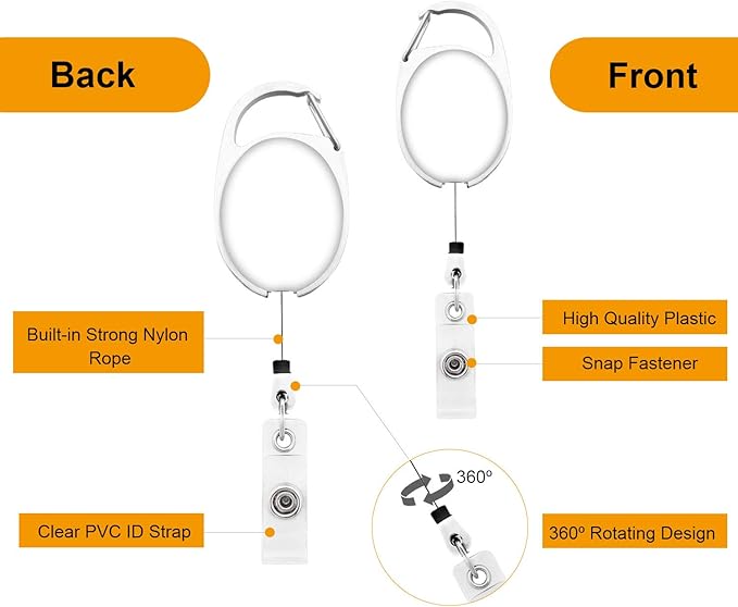 Fushing 20Pcs Retractable ID Badge Holders ID Badge Reels - Image 3