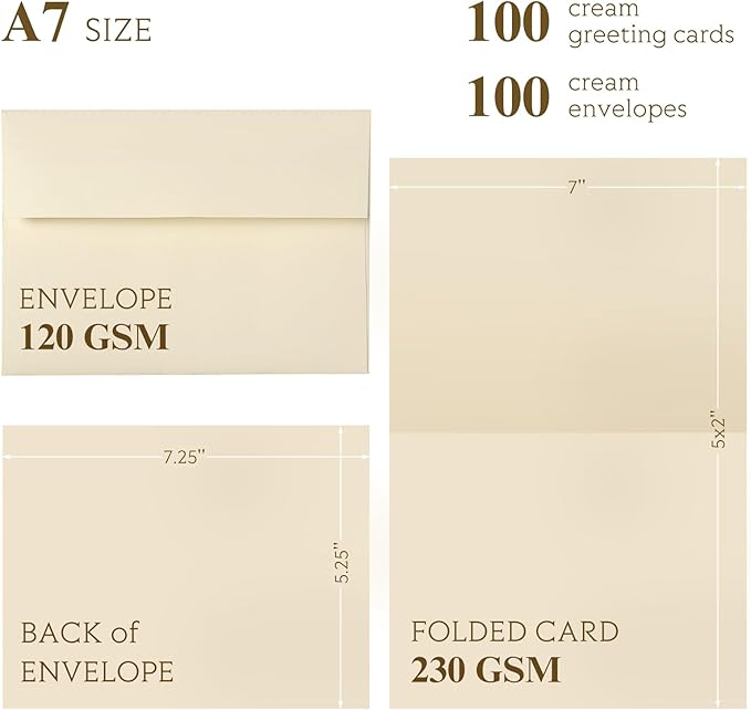 Goefun Cream Blank Cards and Envelopes, 5x7 Folded Ivory Cardstock and A7 - Image 2