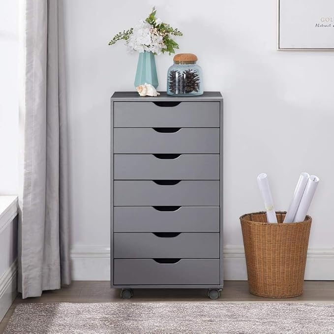 Naomi Home 7-Drawer Grey Dresser - Image 8