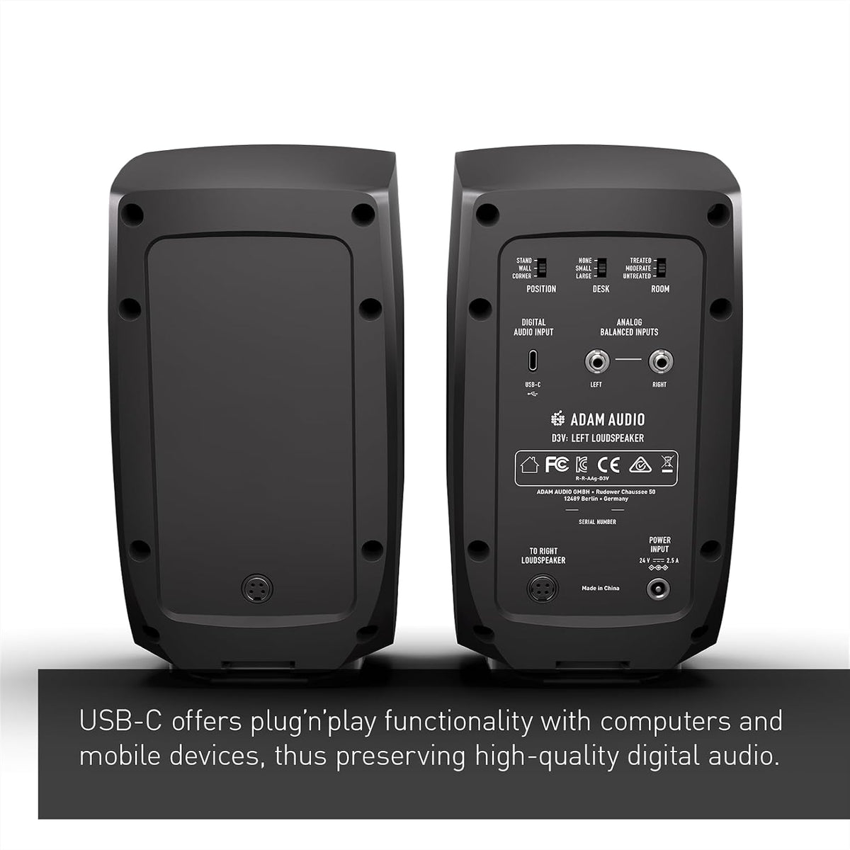 ADAM Audio D3V Active Desktop Studio Monitor Speakers - Black