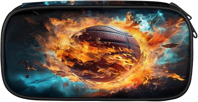 Pardick Pencil Case，Basketball Fire Big Capacity Pencil Pouch Coin Pouch - Image 2