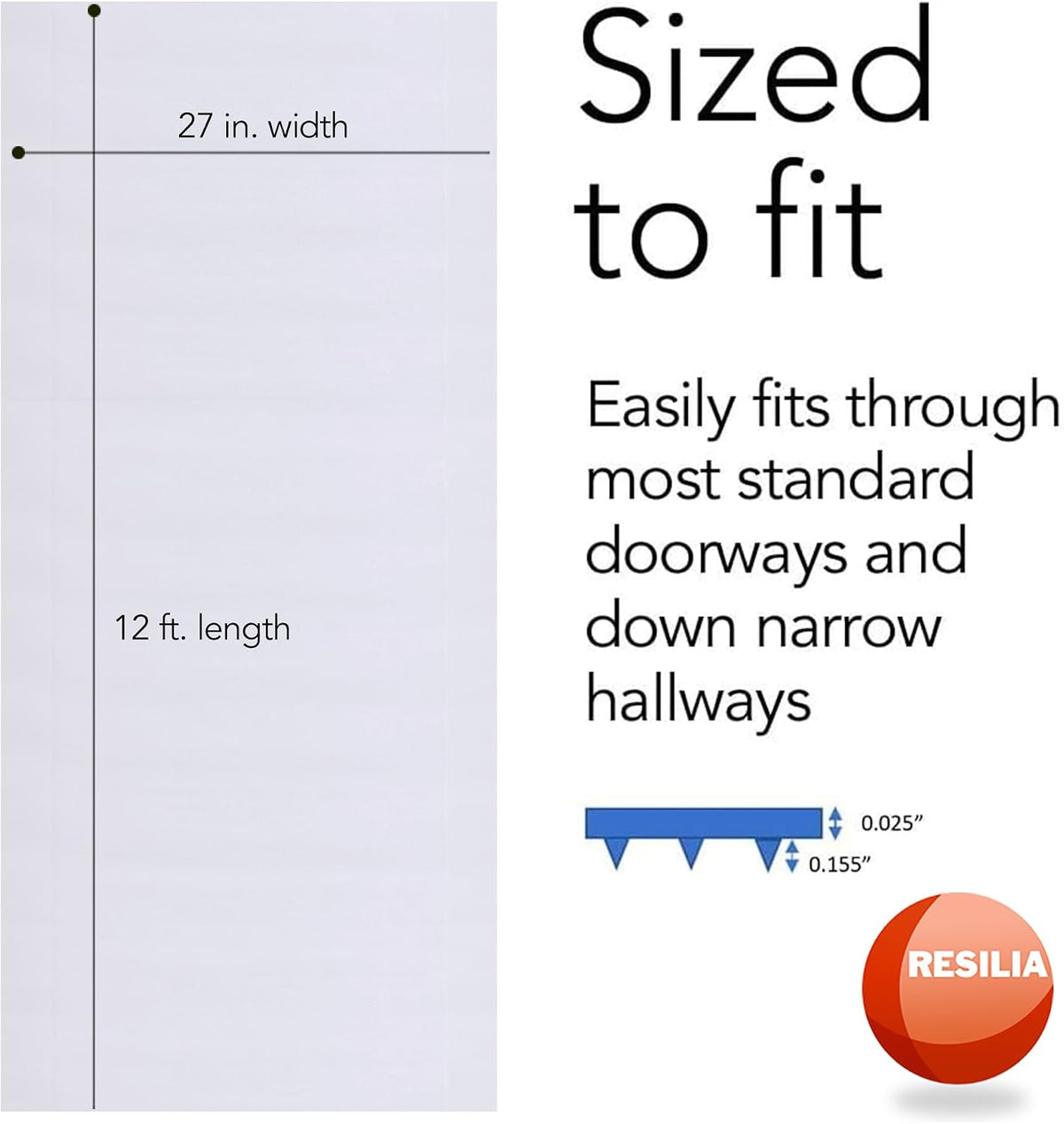 RESILIA Low-Pile Carpet Runner - Non Slip Carpet & Rug Protection, Washab...