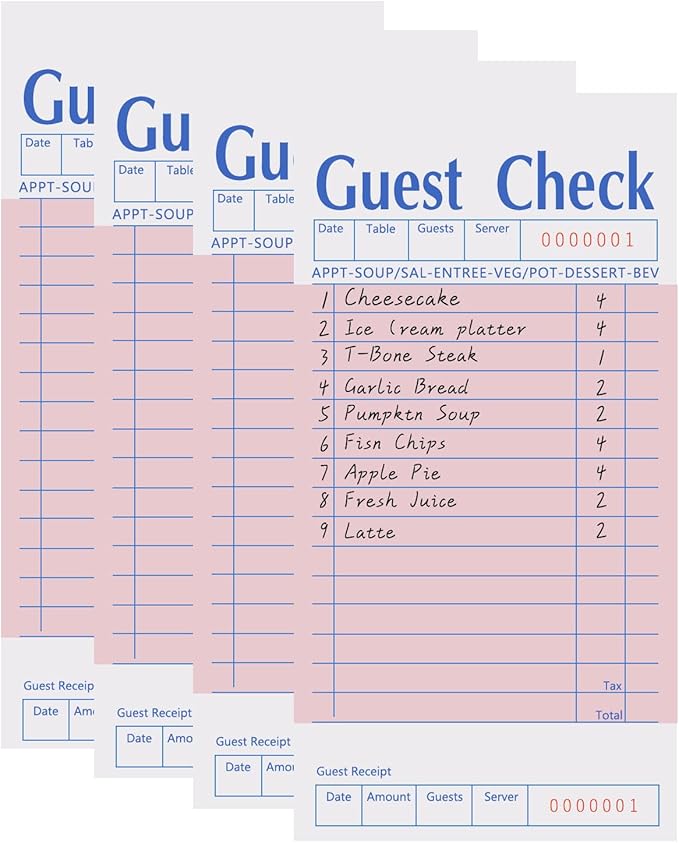 4 Pack Pink Guest Checks Books for Servers, Server Note Pads, Waiter Checkbook by VIANDKI