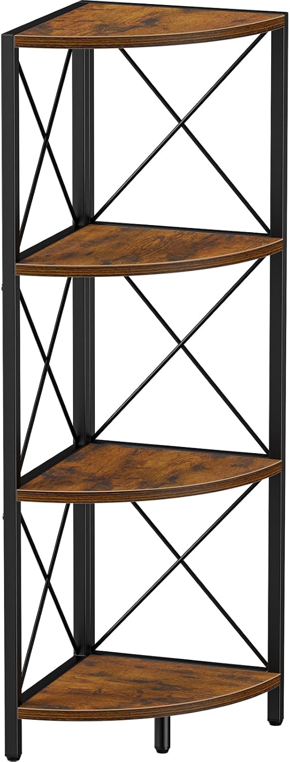 Snughome Rustic Corner Shelf Stand for Desktop, 4 Tier Corner Storage Plant S...