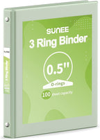 SUNEE 1/2 inch Binder 3 Ring 1 Pack, Sage Green by SUNEE