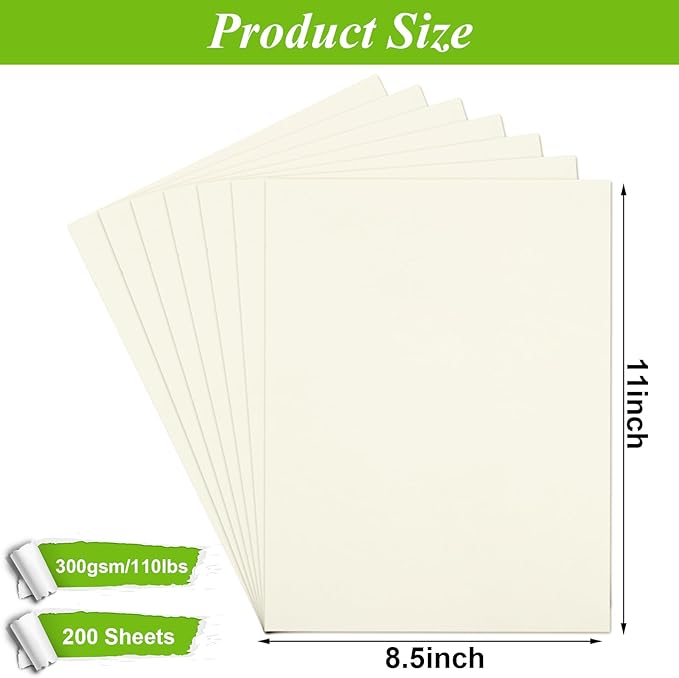 QTLCOHD 200 Sheets Cream Cardstock 8.5 x 11 Off White Cardstock 110lb Ivory - Image 2