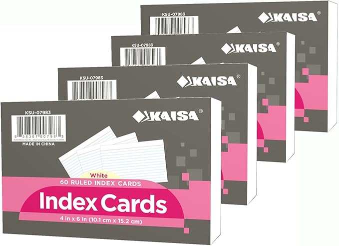 KAISA 4x6 Index Cards Flashcards 4"x6" Note Cards Ruled Index Card Lined by KAISA