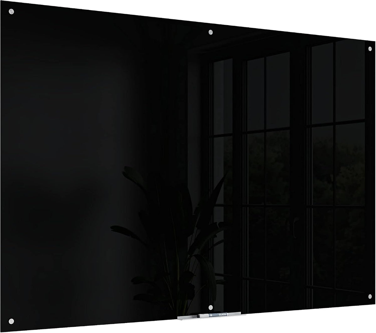 U Brands Black Glass Dry Erase Board, Wall Mounted White Board, 72" x 48...