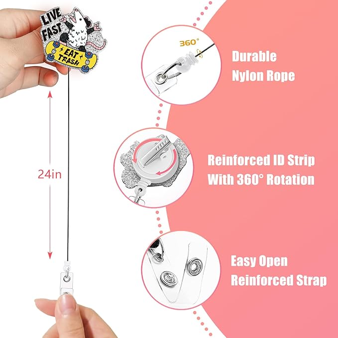 Aoryalps Live Fast Retractable Badge Reel Holder Retractable - Image 5
