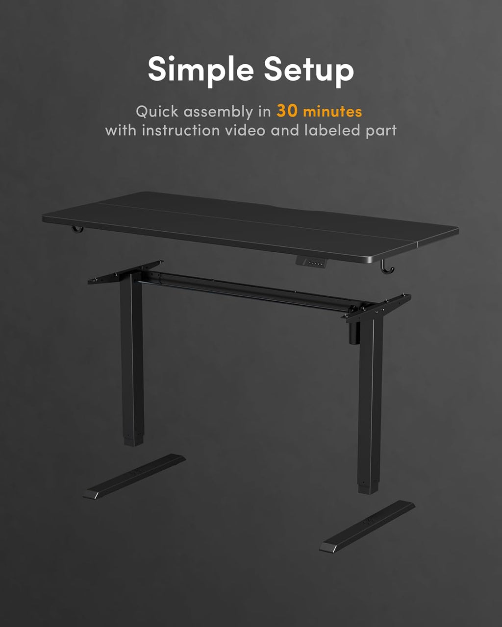 DESINO Standing Desk, 48 × 24 Inches Electric Height Adjustable, Sit and Stand Up, Computer Office Desk with Splice Board, Black Frame/Black TOP