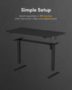 DESINO Standing Desk, 48 × 24 Inches Electric Height Adjustable, Sit and Stand Up, Computer Office Desk with Splice Board, Black Frame/Black TOP