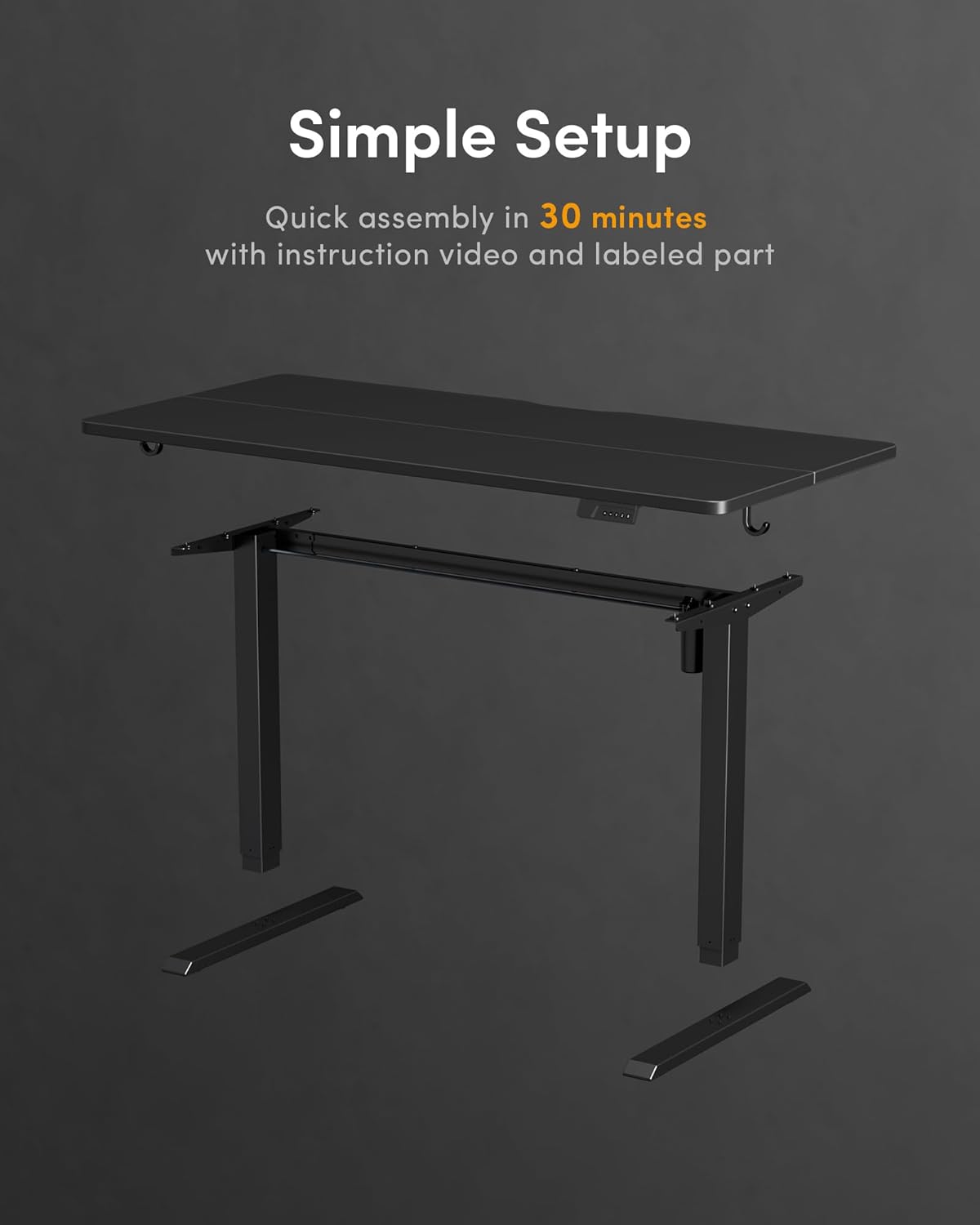DESINO Standing Desk, 48 × 24 Inches Electric Height Adjustable, Sit and Stand Up, Computer Office Desk with Splice Board, Black Frame/Black TOP