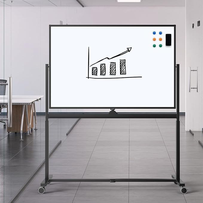 Rolling Whiteboard, 48 x 32 Inches Magnetic White Board - Image 7