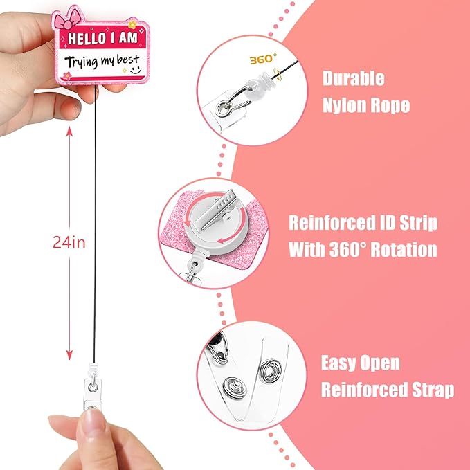 Aoryalps Trying My Best Retractable Badge Reel Holder Retractable - Image 5