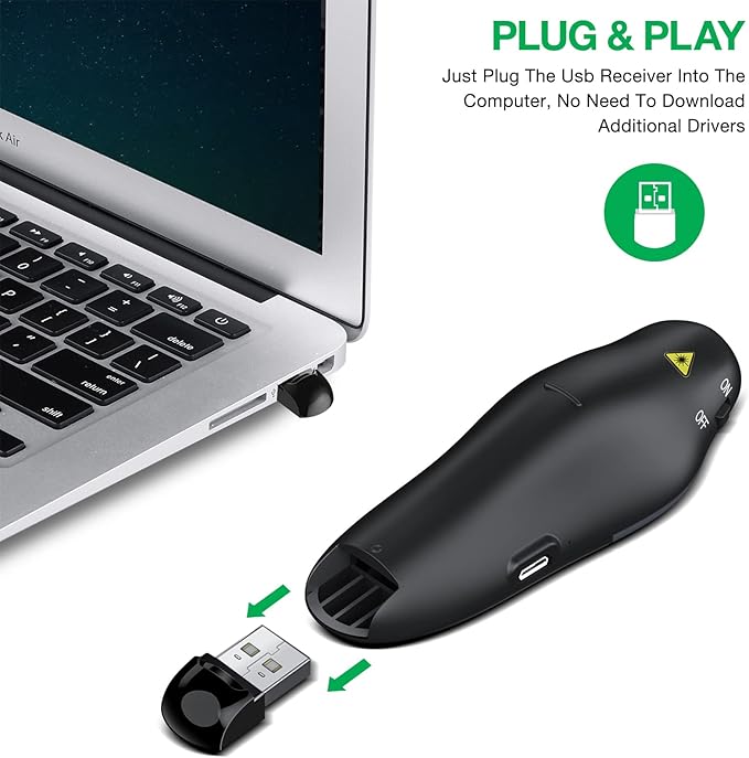 Rechargeable Presentation Clicker Wireless Presenter Remote USB Control - Image 3