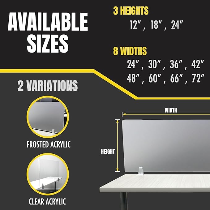 OBEX Frosted Acrylic Desk Mounted Privacy Panel - Image 3