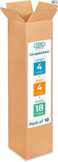 IDL Packaging B-4418-10 Tall Corrugated Shipping Boxes 4"L x 4”W x 18"H by IDLPackaging