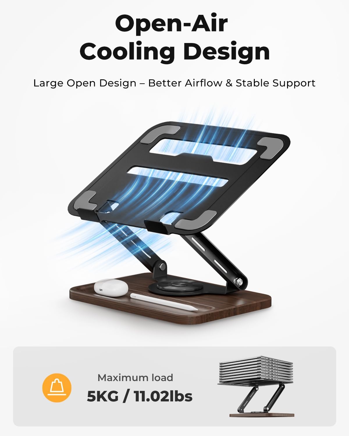 SupeDesk Adjustable Laptop Stand with 360° Rotating Base, Ergonomic Laptop Ri...