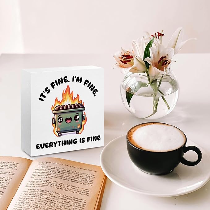 Funny Desk Decor, Dumpster and Fire Wood Box Sign - Image 4
