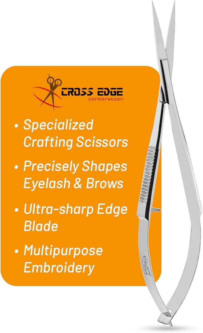 Cross Edge Spring Scissors 5 Inch straight Stainless Steel Precision Eyebrow & by MyLashToolsByCrossEdge