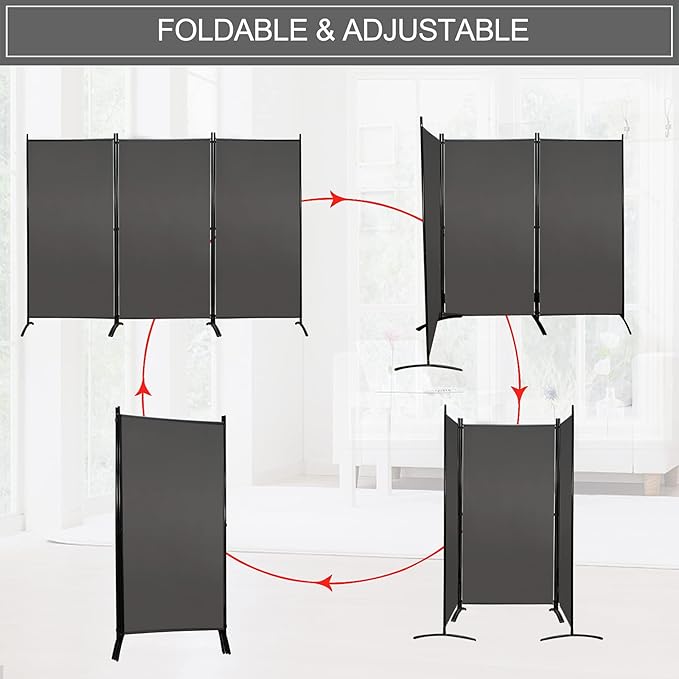 MAYOLIAH Partition Room Dividers 3 Panel Folding Privacy Screens 6 Ft Tall - Image 6