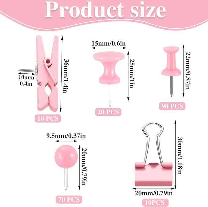 200 Pieces Push Pins Pink Thumb Tacks Cute Decorative Push Pins - Image 2