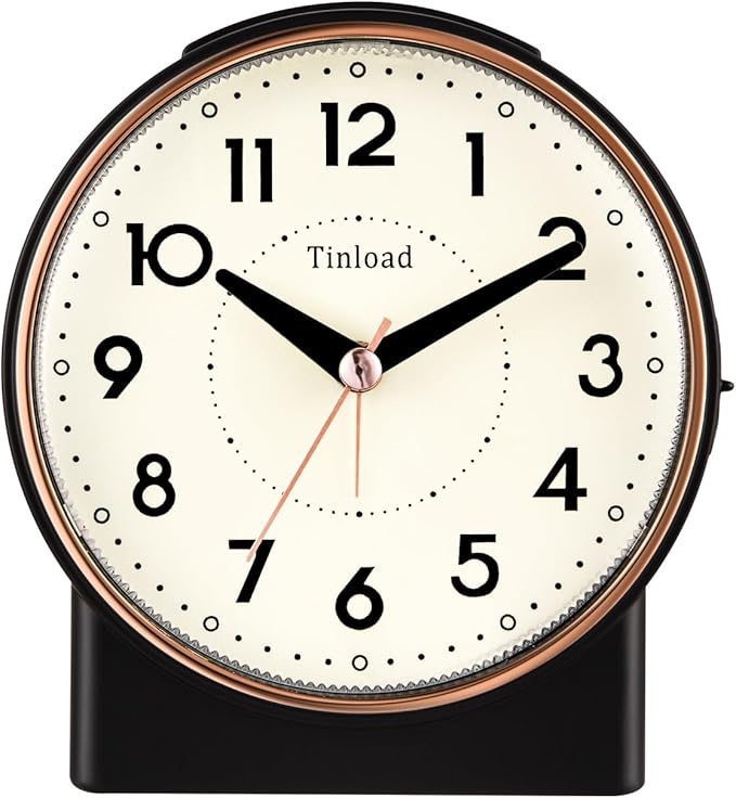 Tinload 4.3" Retro Analog Alarm Clock, Vintage Decor, No Ticking Silent by Tinload