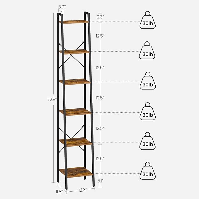 Hzuaneri Ladder Shelf, Bookshelf Bookcase, Freestanding Corner Storage Shelve - Image 2