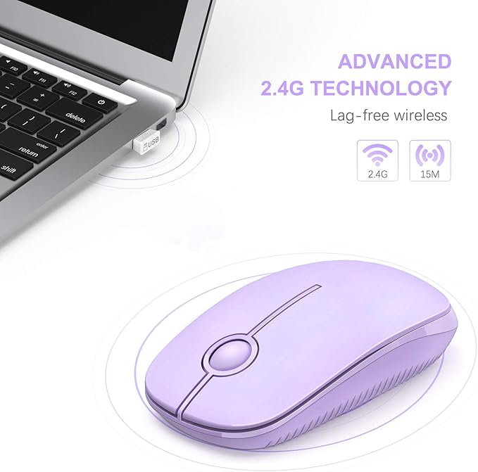 VssoPlor Wireless Mouse, 2.4G Slim Portable Computer Laptop Mouse - Image 4