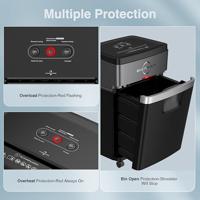 BONSEN Paper Shredder, 20-Sheet 60 Mins Nonstop Heavy Duty Paper Shredder - Image 6