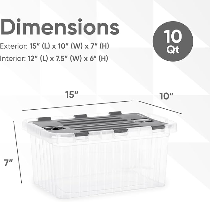 Superio Storage Bins with Lids, Stackable Totes, BPA Free, Odor Free, Organizer - Image 2